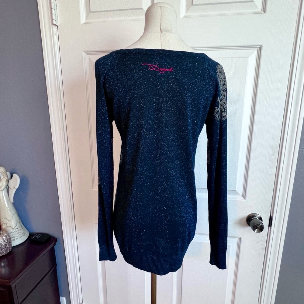 Desigual Sparkling Sequin Metallic Pattern Ink Bl… - image 5